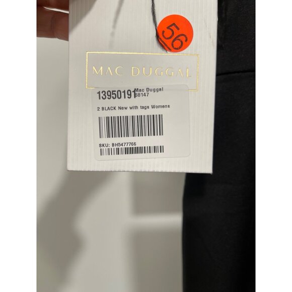 Mac Duggal 68147 Black Feather One Shoulder Midi Dress Cocktail Size 2 NEW - Picture 9 of 10
